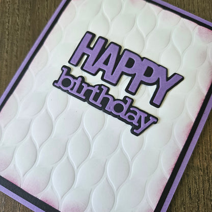 Handmade Birthday Card, Embossed Die Cut Happy Birthday Custom Hand Colored Greeting, Blank Inside