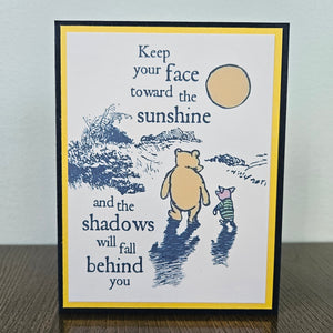 Winnie the Pooh Friendship Card, Handmade Sunshine and Shadows Thinking of You, Blank Inside