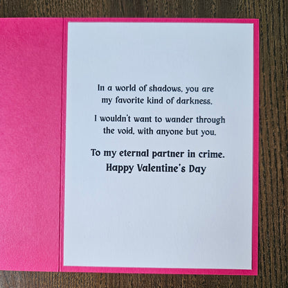 Gothic Valentines Day Card, Handmade Stitched Dark Heart Romantic, Message Inside