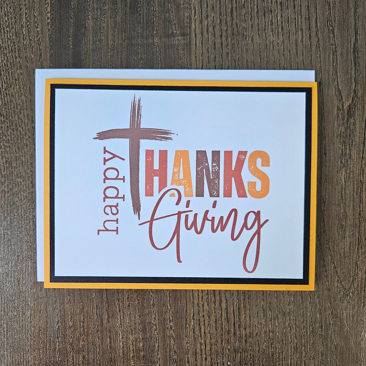Religious Thanksgiving Card, Handmade Christian Cross Happy Thanksgiving, Blank Inside