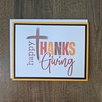Religious Thanksgiving Card, Handmade Christian Cross Happy Thanksgiving, Blank Inside