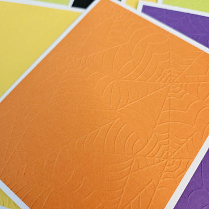 Halloween Note Cards Set of 10, Handmade Embossed Spiderweb, Blank Inside