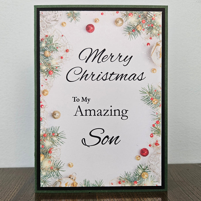 Christmas Card for Son, Encouraging Handmade Holiday Greeting, Heartfelt Message