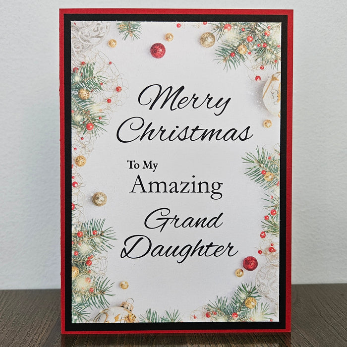 Christmas Card for Granddaughter, Encouraging Handmade Holiday Greeting, Heartfelt Message