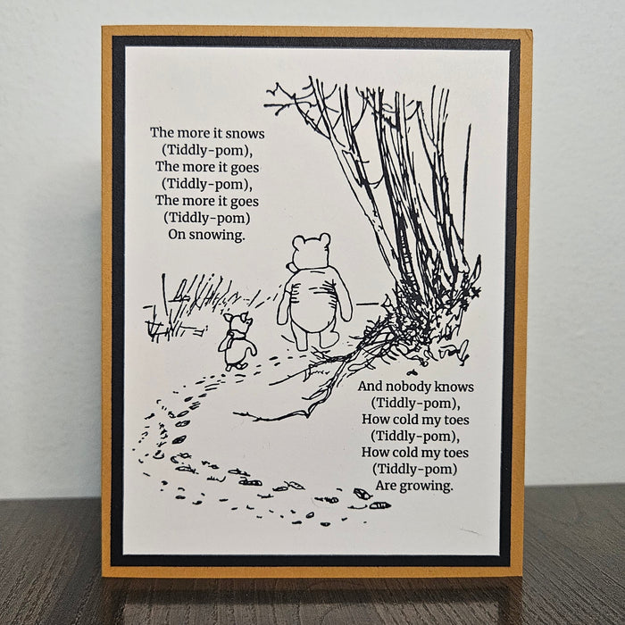 Winnie The Pooh Friendship Card, Tiddly Pom Winter Thinking of You Handmade Greeting, Blank Inside