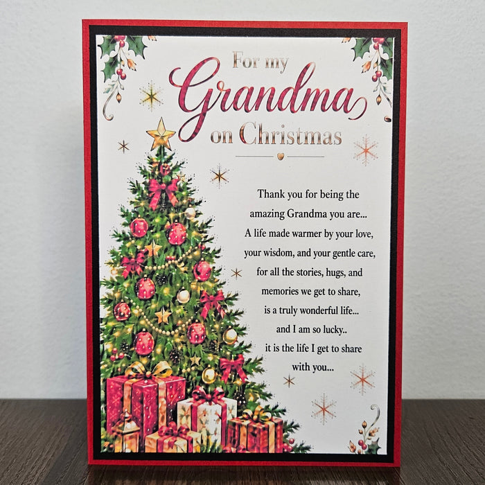 Grandma Christmas Card, Heartfelt Handmade Xmas Greeting, Sentimental Poem Message