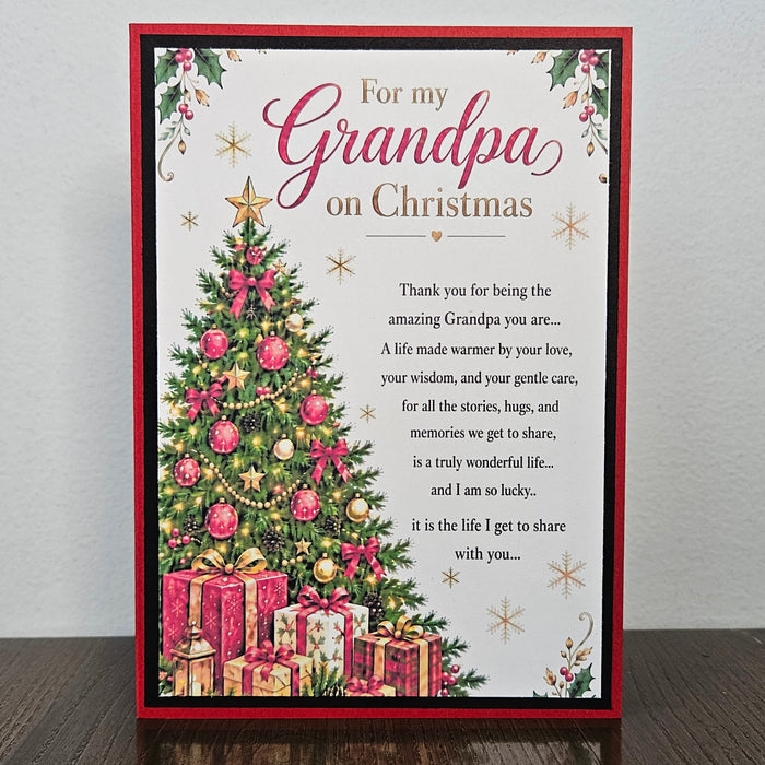 Grandpa Christmas Card, Heartfelt Handmade Xmas Greeting, Sentimental Poem Message