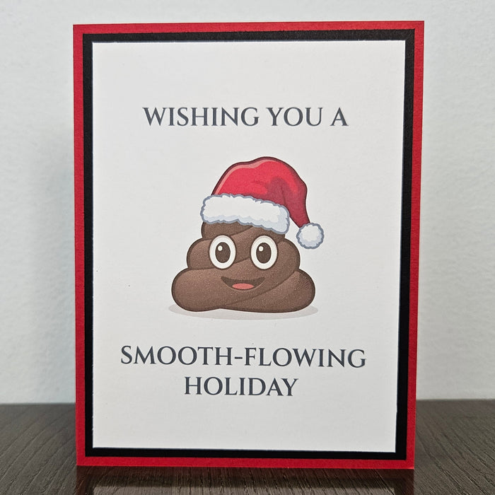 Funny Christmas Card, Poop Emoji, Smooth-Flowing Holiday, Handmade, Message Inside
