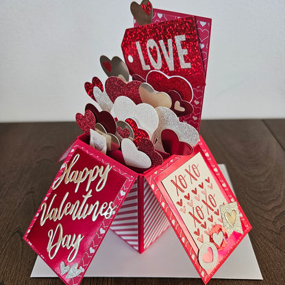 Handmade Valentine's Day Card - Hearts and Romance, 3D Box Card Design