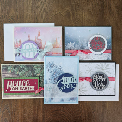 Handmade Christmas Cards, Holiday Greeting Cards With Heartfelt Messages, Card Bundle of 5 Unique Designs With Envelopes