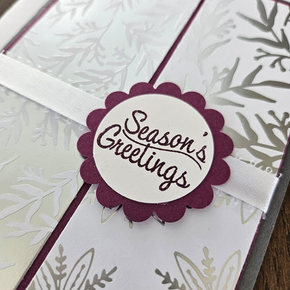 Handmade Christmas Cards, Holiday Greeting Cards, Elegant Neutral Winter Design, Joy, Merry Christmas, Season’s Greetings, 5 Card Bundle