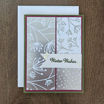 Handmade Christmas Cards, Holiday Greeting Cards, Elegant Neutral Winter Design, Joy, Merry Christmas, Season’s Greetings, 5 Card Bundle