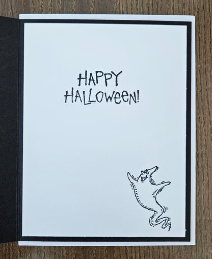 Handmade Halloween Card, A2 Size, Vintage October 31 Card, Embossed Spider Web Frame, Spooky Greeting for Fall