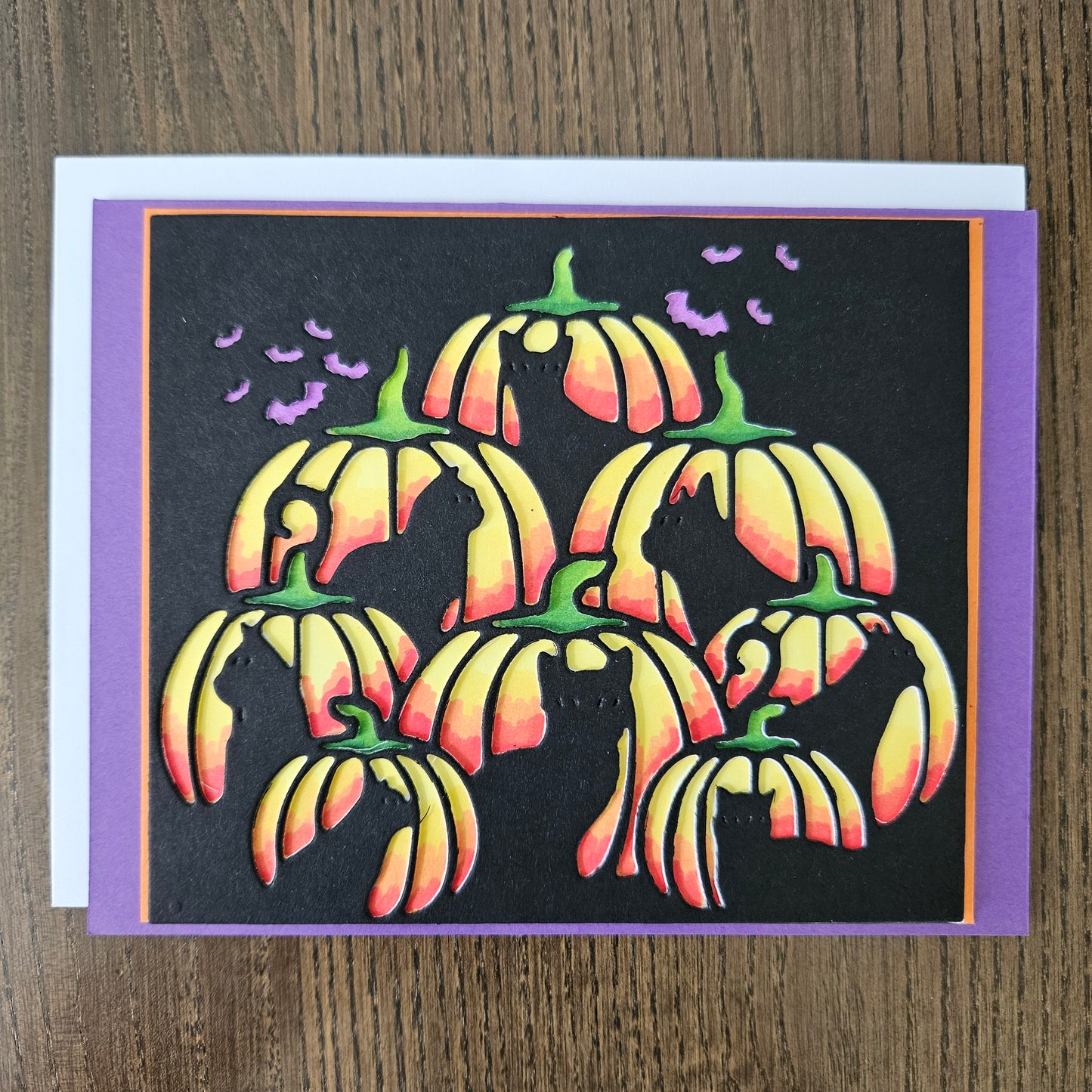 Handmade Halloween Card, A2 Black Cat & Pumpkin Card, Spooky Cute Fall Greeting Card for Cat Lovers