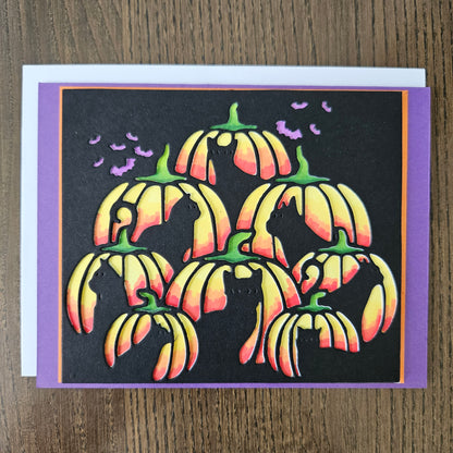 Handmade Halloween Card, A2 Black Cat & Pumpkin Card, Spooky Cute Fall Greeting Card for Cat Lovers