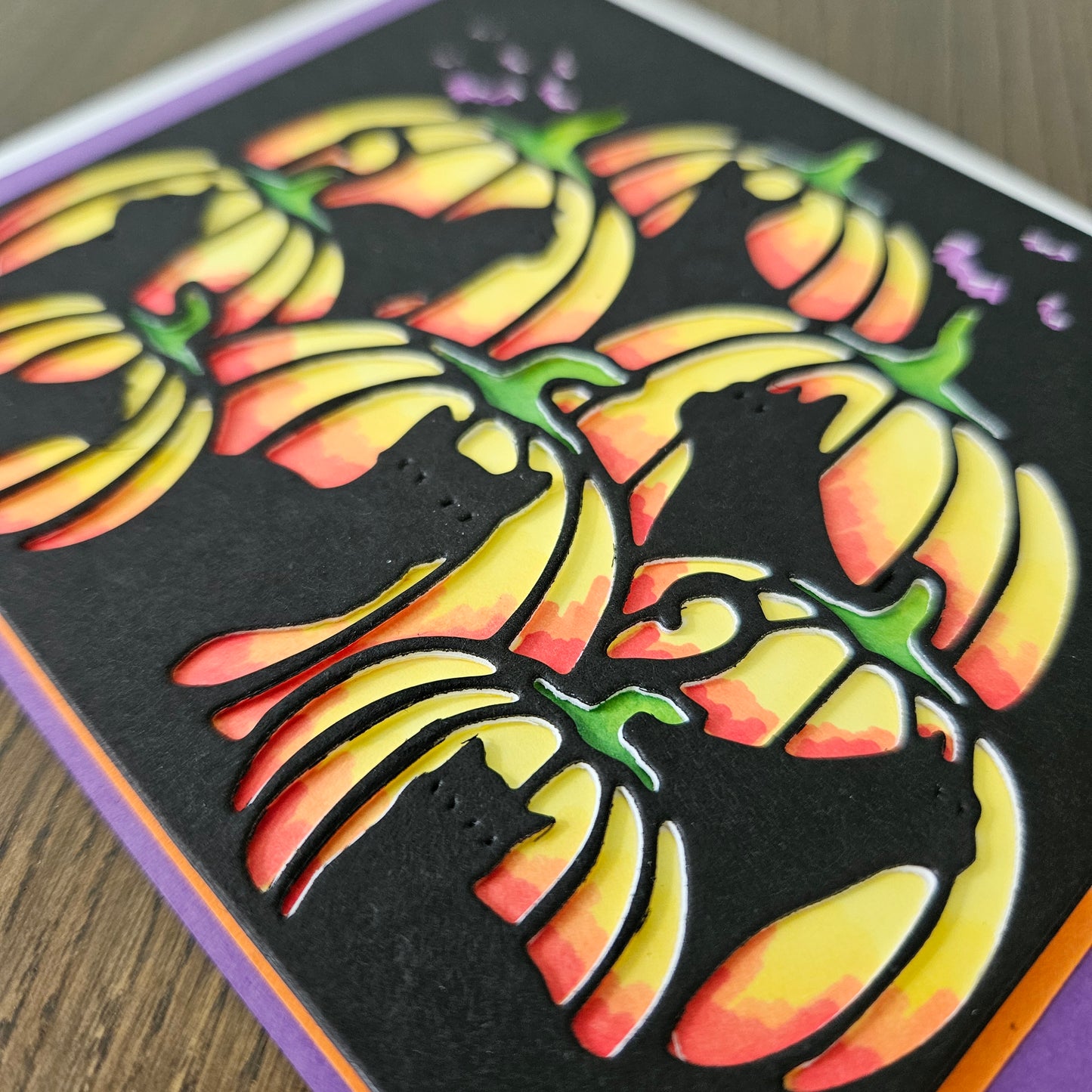 Handmade Halloween Card, A2 Black Cat & Pumpkin Card, Spooky Cute Fall Greeting Card for Cat Lovers