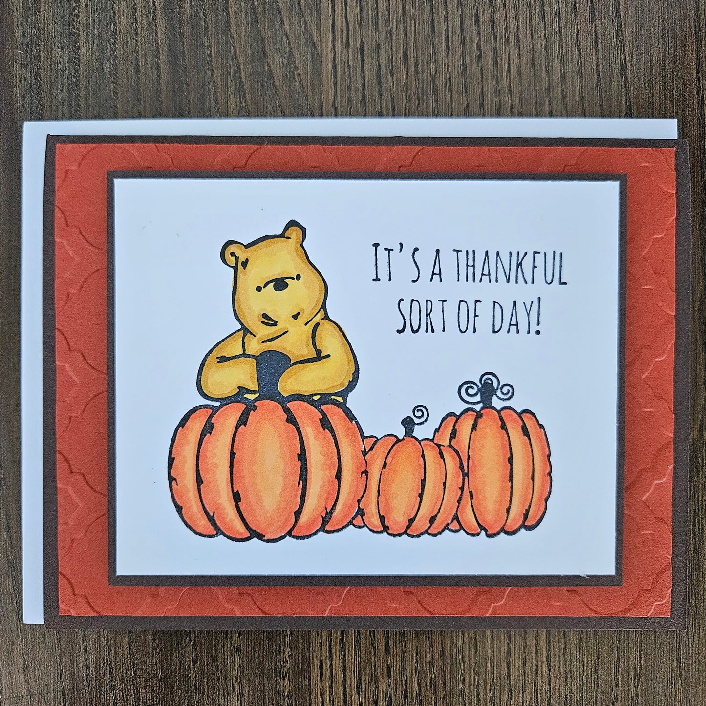 Handmade Thanksgiving Card, Winnie the Pooh Fall Greeting Card, It's a Thankful Sort of Day