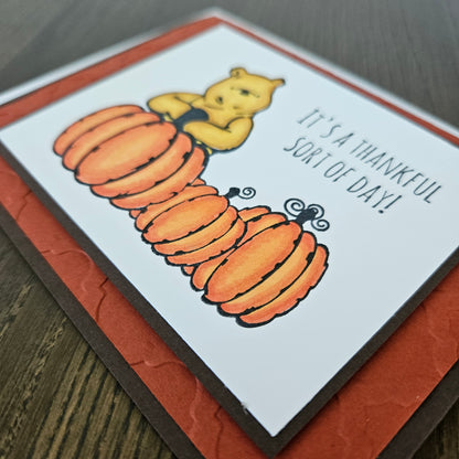Handmade Thanksgiving Card, Winnie the Pooh Fall Greeting Card, It's a Thankful Sort of Day