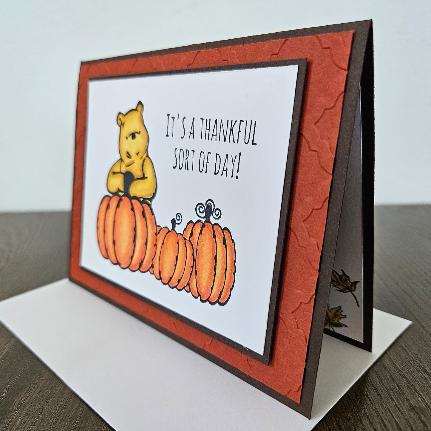 Handmade Thanksgiving Card, Winnie the Pooh Fall Greeting Card, It's a Thankful Sort of Day