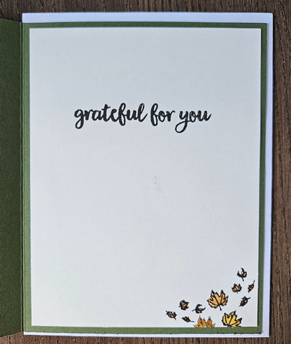 Thanksgiving Card, Handmade Fall Greeting Card, Layered Leaves, Autumn Thank You Card, Grateful Card, A2 Embossed Card