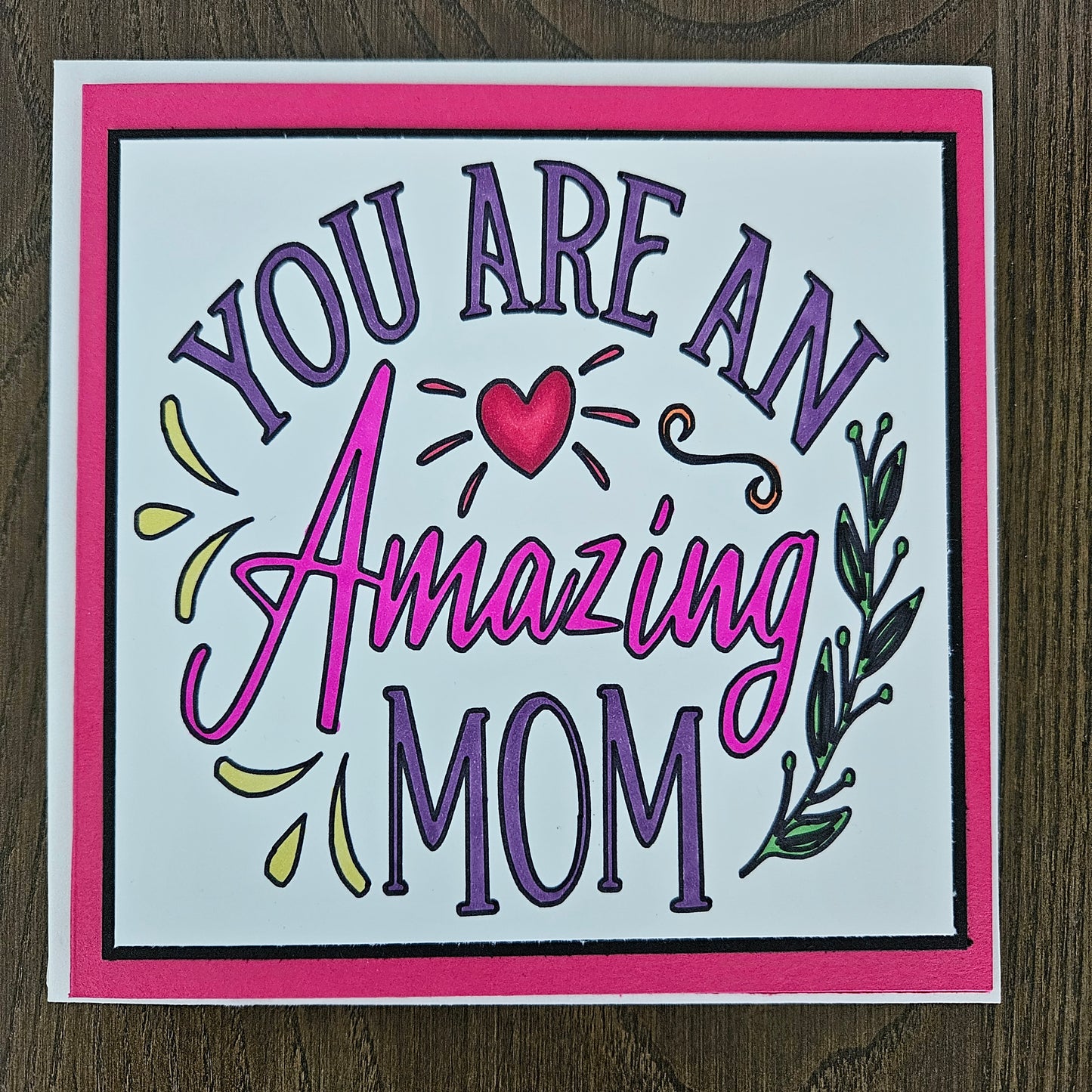 Handmade Card for Mom, Hand-Colored Heartfelt Mother's Day and Birthday Keepsake, Blank Inside