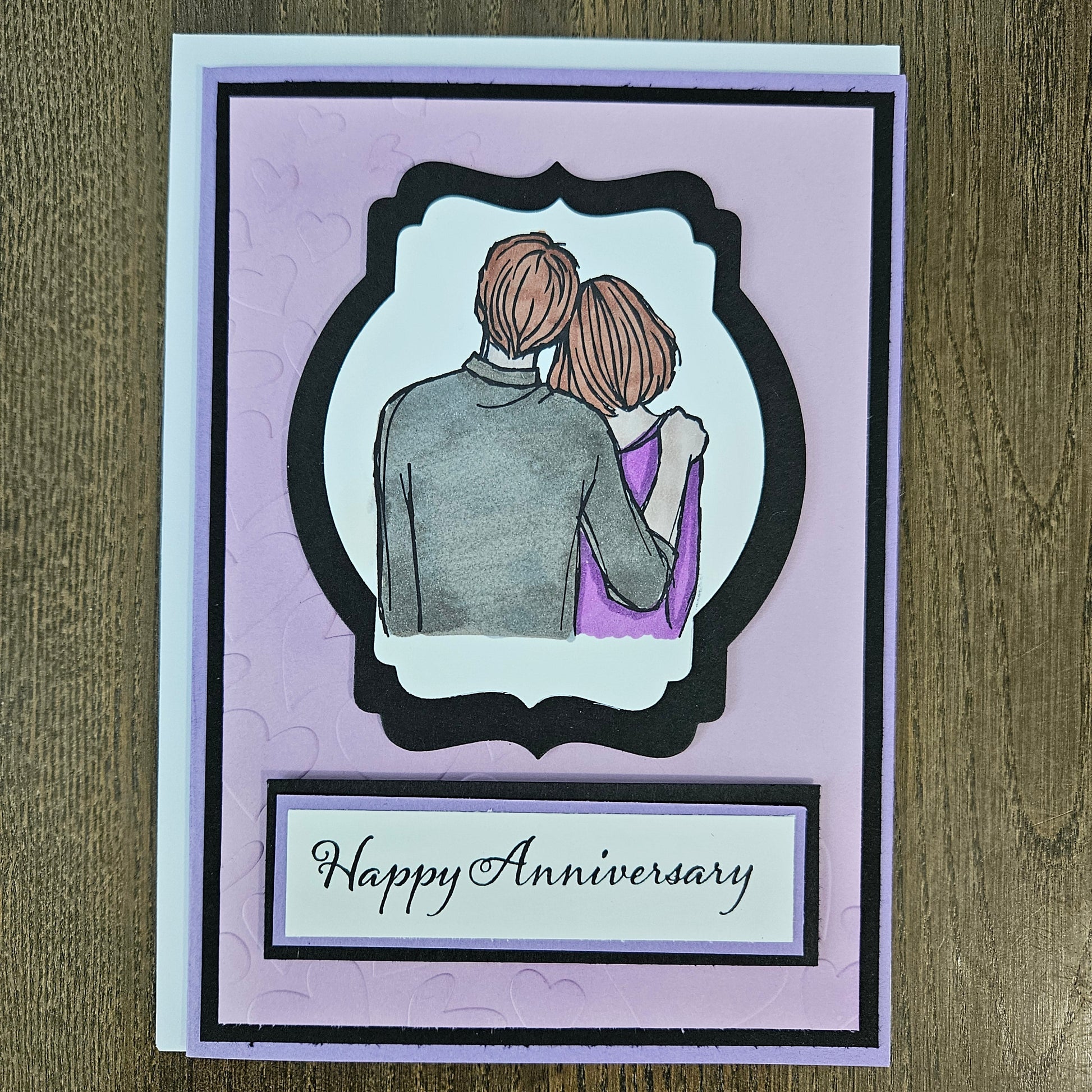 Handmade Anniversary Card, Hand-Colored Greeting Card Card For Couples, Custom Colors Tiddly Pom Cards