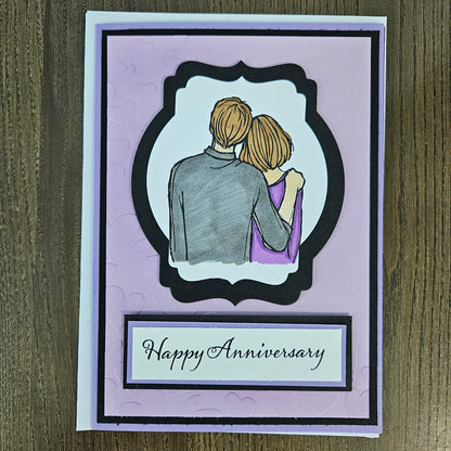 Handmade Anniversary Card, Hand-Colored Greeting Card, Personalized Card For Couples, Custom Die-Cut, Embossed Card, Gift For Couples