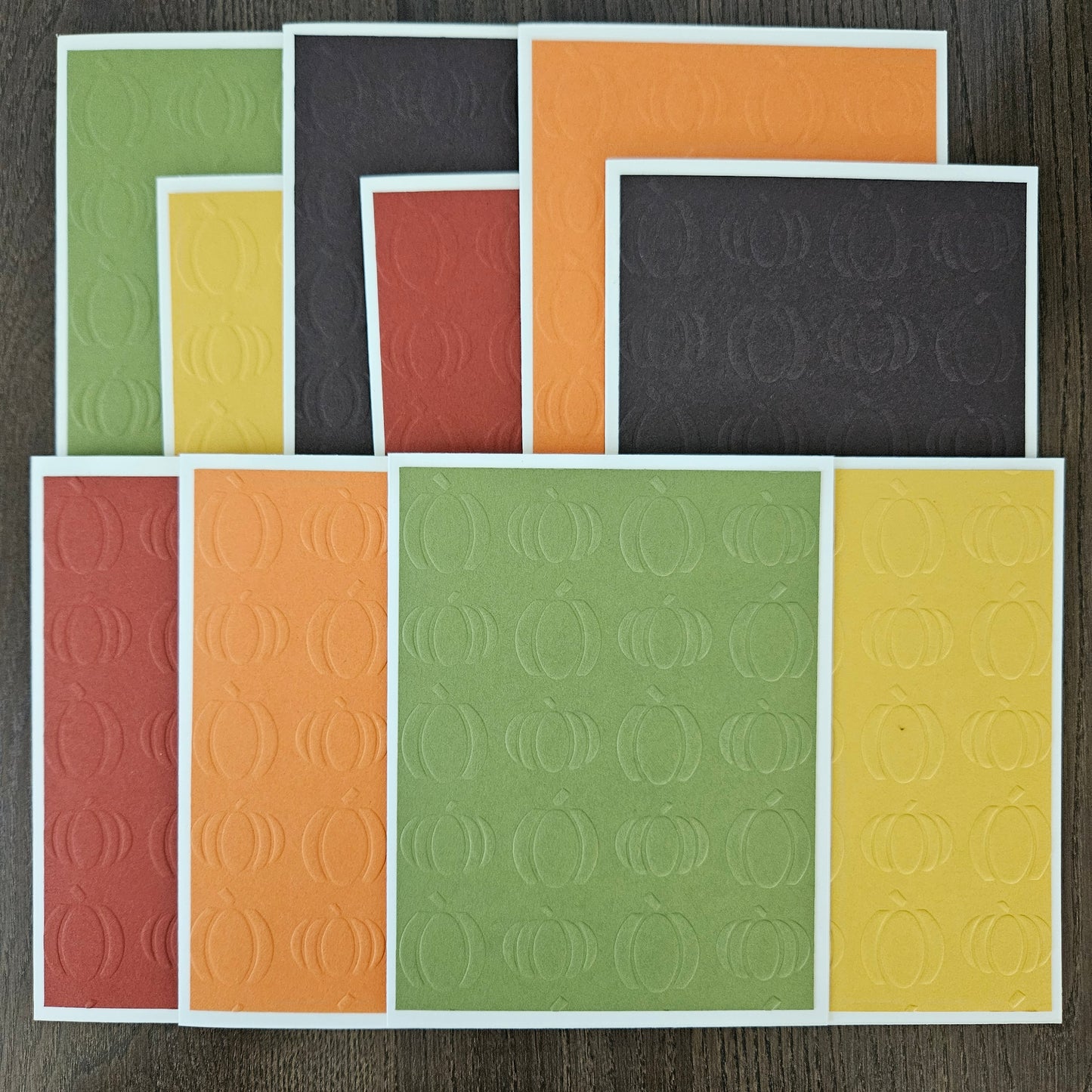 Autumn Note Cards, Handmade Embossed Pumpkin Fall Stationery Set of 10, Thanksgiving Invitations