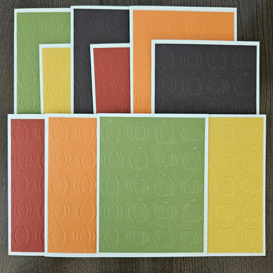 Autumn Note Cards, Handmade Embossed Pumpkin Fall Stationery Set of 10, Thanksgiving Invitations