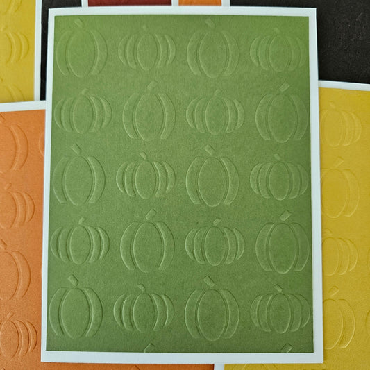 Autumn Note Cards, Handmade Embossed Pumpkin Fall Stationery Set of 10, Thanksgiving Invitations Tiddly Pom Cards