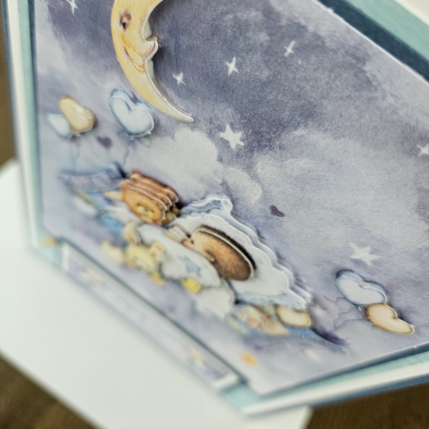 Handmade Baby Boy Card, 3D Decoupage Congratulations Card, Personalized Newborn Card, Moon & Stars Nursery Theme