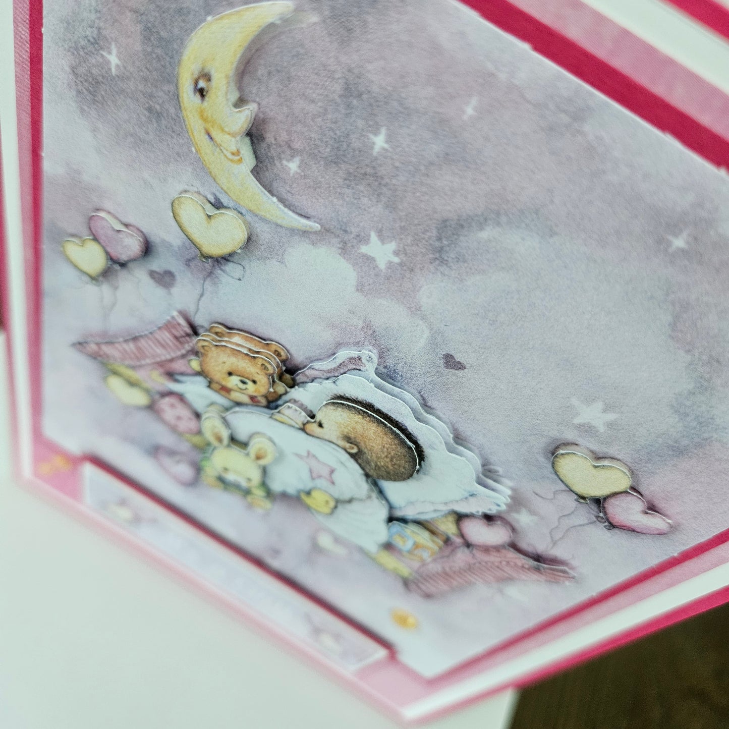 Handmade New Baby Girl Card, 3D Decoupage Greeting Card, It's a Girl Card for Parents, Cute Pink Baby Shower or Birth Congratulations