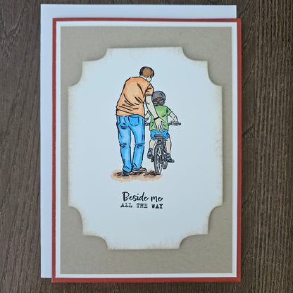 Handmade Father’s Day Card, Hand-Colored Layered, Custom Heartfelt Birthday Greeting Card, Personalized Gift For Him, Dad and Son