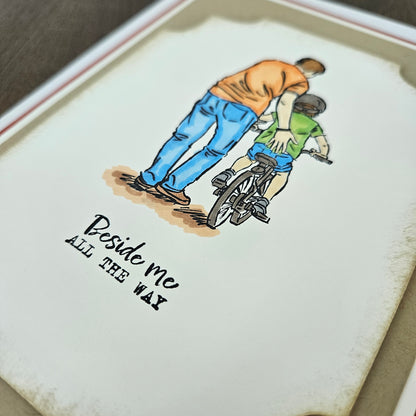 Handmade Father’s Day Card, Hand-Colored Layered, Custom Heartfelt Birthday Greeting Card, Personalized Gift For Him, Dad and Son