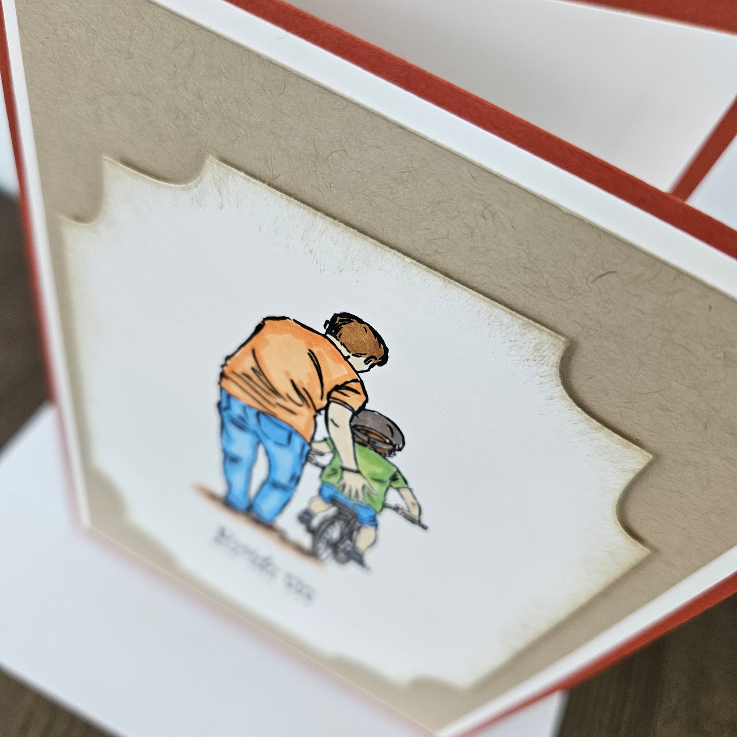 Handmade Father’s Day Card, Hand-Colored Layered, Custom Heartfelt Birthday Greeting Card, Personalized Gift For Him, Dad and Son