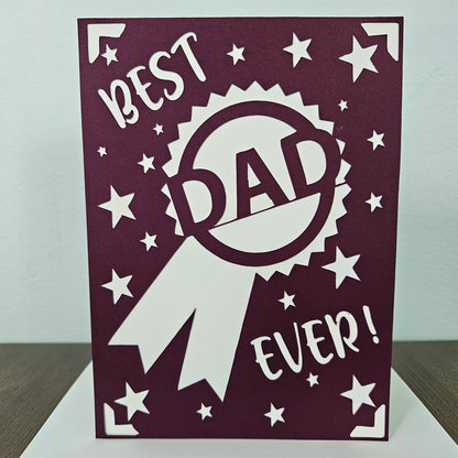 Handmade Father’s Day Card – Best Dad Ever - 5x7 Layered Die-Cut Design - Multi Colored Birthday Greeting Card – Personalized Gift For Him