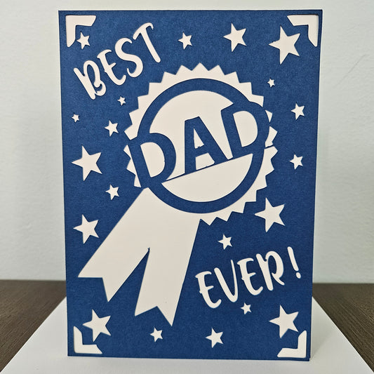 Handmade Father’s Day Card – Best Dad Ever - 5x7 Layered Die-Cut Design - Multi Colored Birthday Greeting Card – Personalized Gift For Him