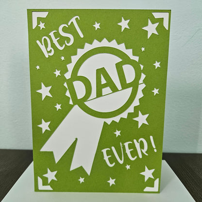 Handmade Father’s Day Card – Best Dad Ever - 5x7 Layered Die-Cut Design - Multi Colored Birthday Greeting Card – Personalized Gift For Him