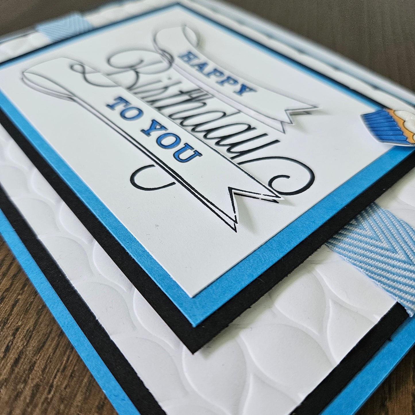 Handmade Birthday Card, Layered Die-Cut Greeting Card, Embossed Hand-Colored Cupcake Design, Custom Birthday Card for Him or Her