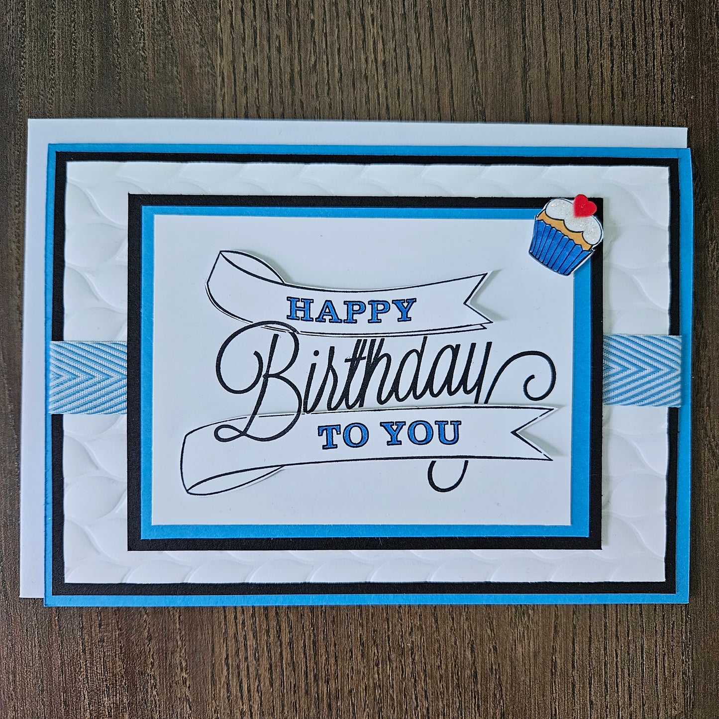 Handmade Birthday Card, Layered Die-Cut Greeting Card, Embossed Hand-Colored Cupcake Design, Custom Birthday Card for Him or Her