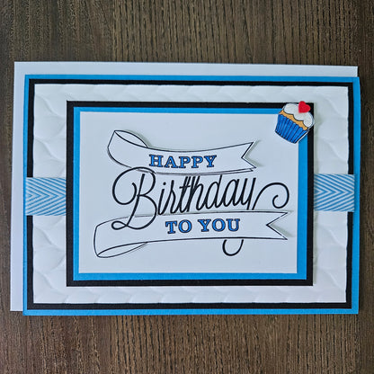 Handmade Birthday Card, Layered Die-Cut Greeting Card, Embossed Hand-Colored Cupcake Design, Custom Birthday Card for Him or Her
