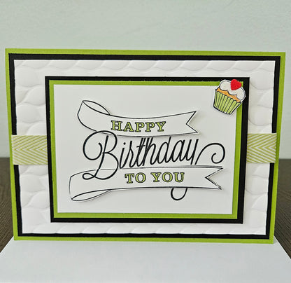 Handmade Birthday Card, Layered Die-Cut Greeting Card, Embossed Hand-Colored Cupcake Design, Custom Birthday Card for Him or Her