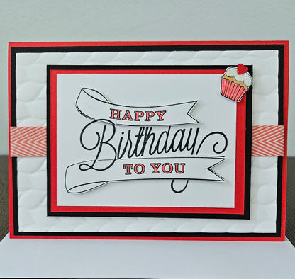 Handmade Birthday Card, Layered Die-Cut Greeting Card, Embossed Hand-Colored Cupcake Design, Custom Birthday Card for Him or Her