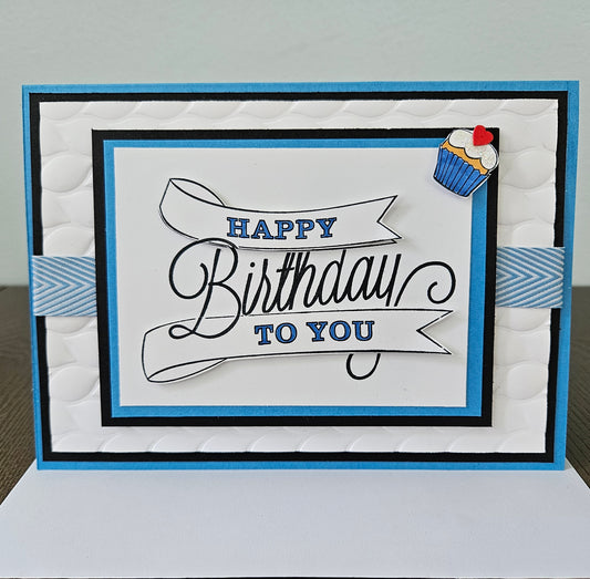 Handmade Birthday Card, Layered Die-Cut Greeting Card, Embossed Hand-Colored Cupcake Design, Custom Birthday Card for Him or Her