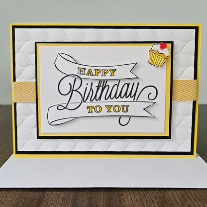 Handmade Birthday Card, Layered Die-Cut Greeting Card, Embossed Hand-Colored Cupcake Design, Custom Birthday Card for Him or Her