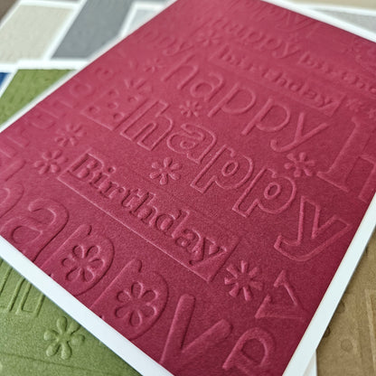 Embossed Birthday Note Cards, Handmade Birthday Stationery Set of 10 in Neutral Colors