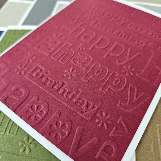 Embossed Birthday Note Cards, Handmade Birthday Stationery Set of 10 in Neutral Colors Tiddly Pom Cards