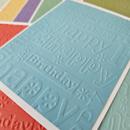 Embossed Birthday Note Cards, Handmade Birthday Stationery Set of 10 in Soft Pastel Colors