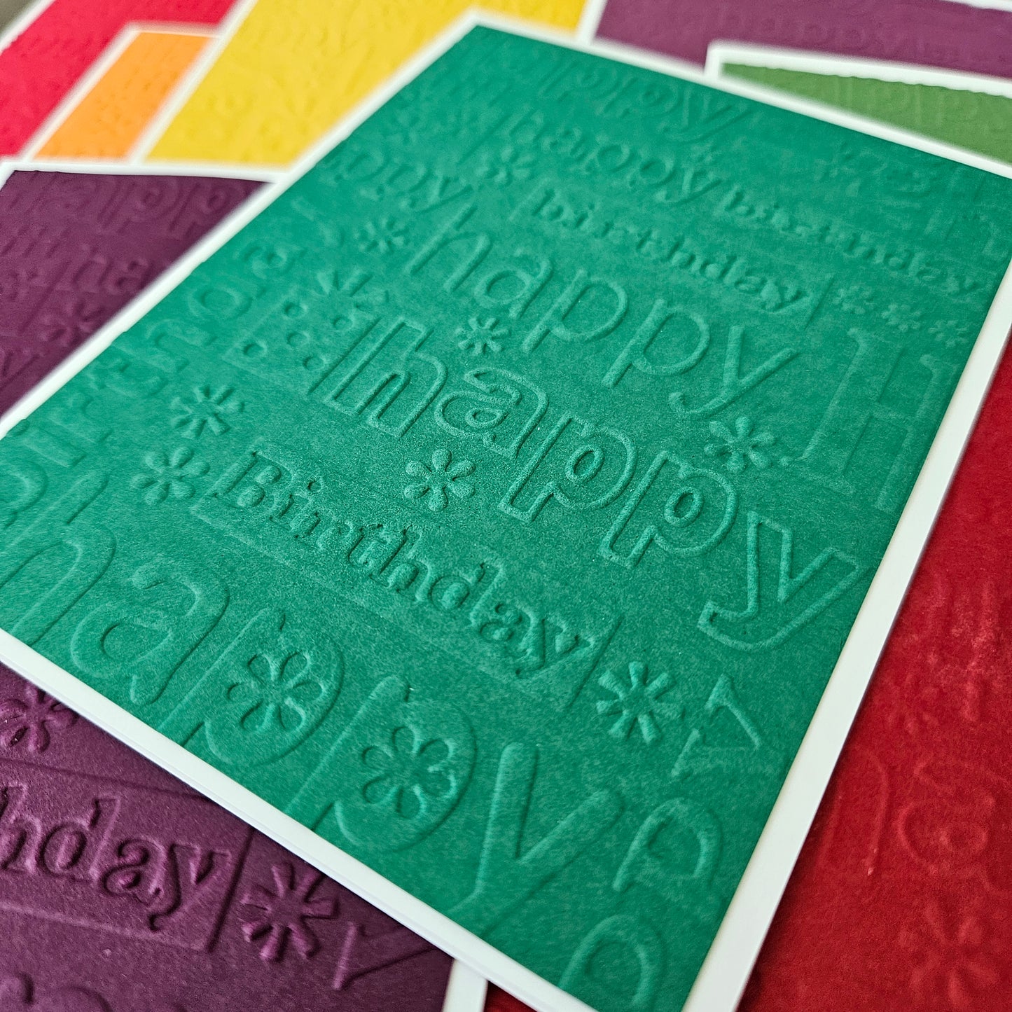 Embossed Birthday Note Cards, Handmade Birthday Stationery Set of 10 in Neutral & Regal Colors