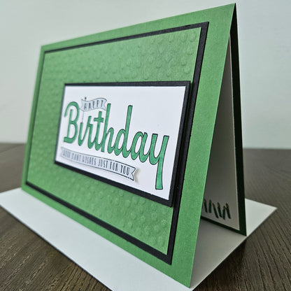 Handmade Birthday Card, Embossed Greeting Card for Birthday, Bold Banner Design with Custom Color Options
